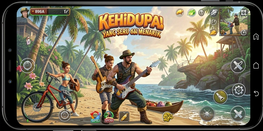 Tampilan menarik gameplay 898A dengan simulasi kehidupan.