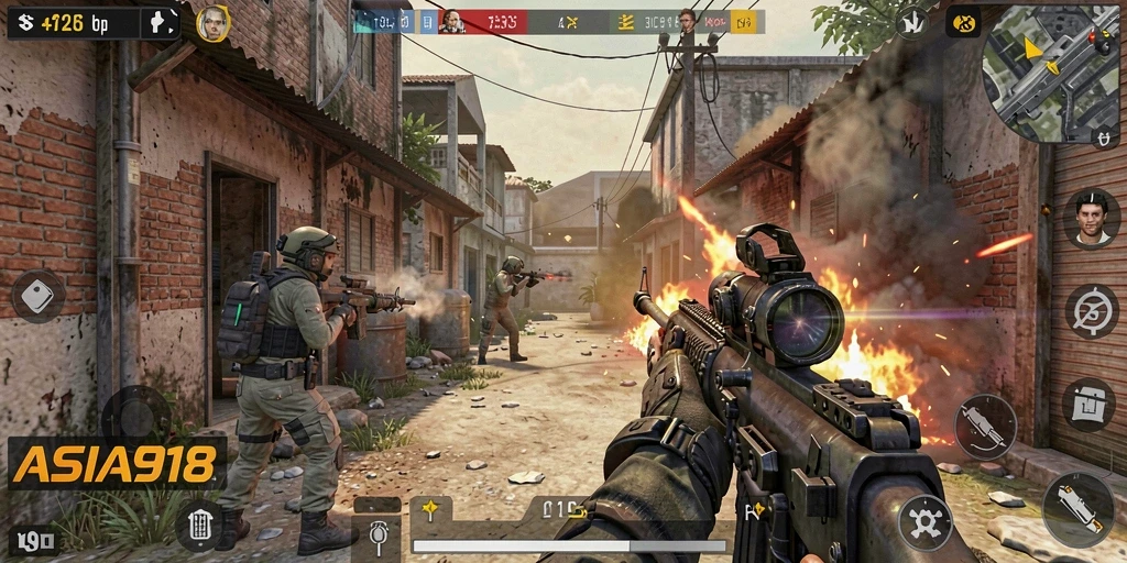 Gameplay menegangkan dalam pertempuran FPS yang intens.