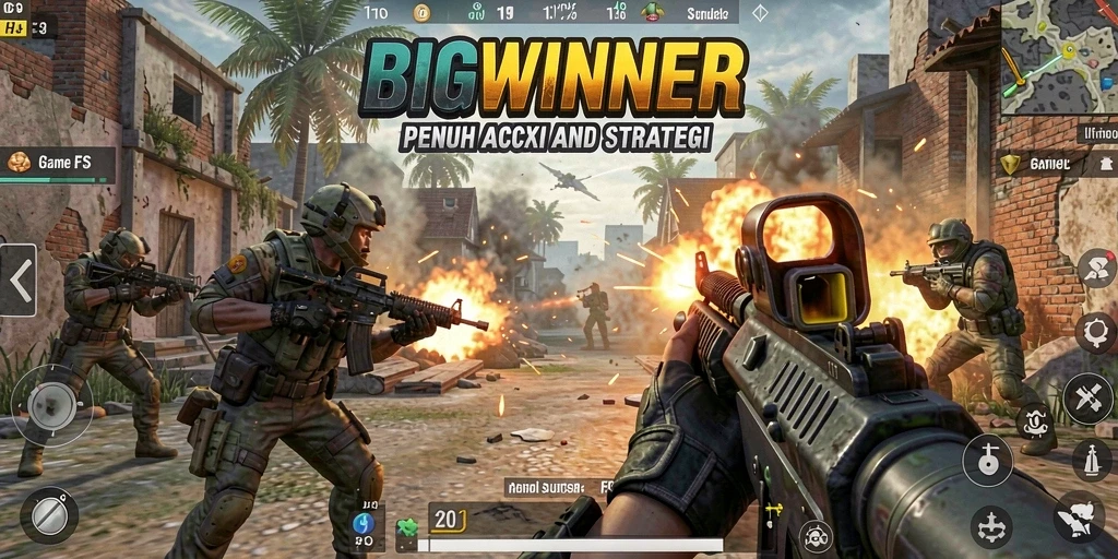 Tangkapan layar aksi mendebarkan dari permainan FPS BIGWINNER.