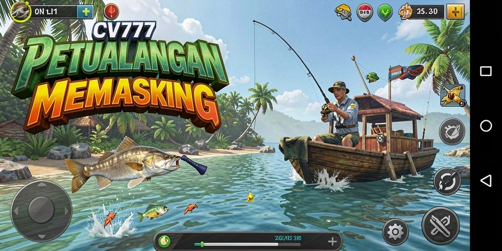 Screenshot utama CV777 menunjukkan suasana memancing yang mendebarkan.