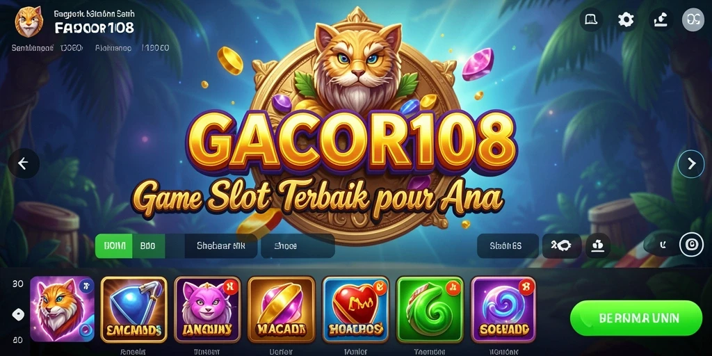 Tampilan gameplay yang menegangkan dari GACOR108 dengan berbagai tema slot.