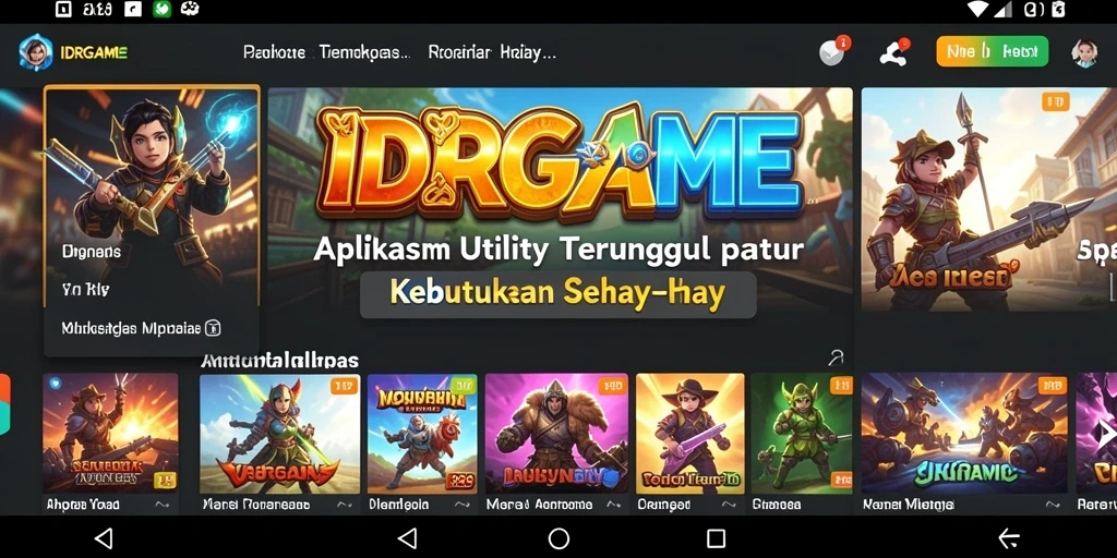 Tampilan antarmuka aplikasi IDRGAME yang sederhana dan fungsional.