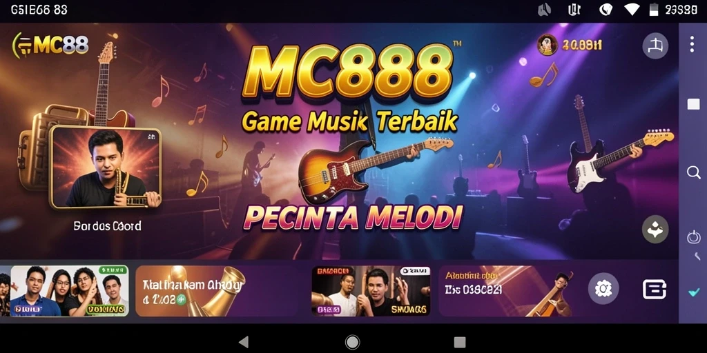 Screenshot gameplay seru dalam MC888 yang menunjukkan interaksi musik.