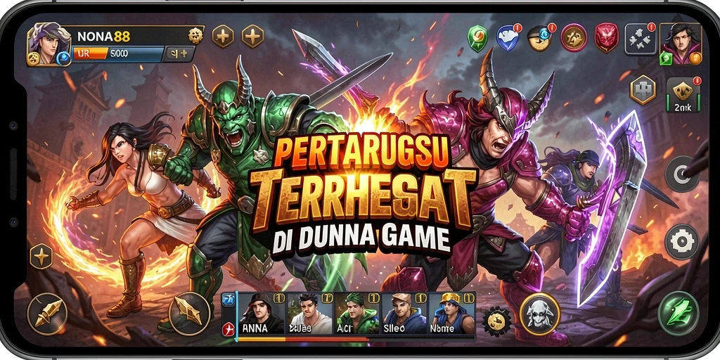 Screenshot gameplay NONA88 menampilkan pertarungan seru dan karakter menarik.