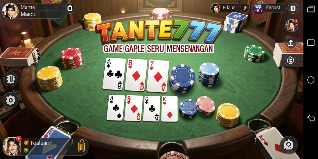 Screenshot utama TANTE777 menunjukkan gameplay Gaple yang seru.
