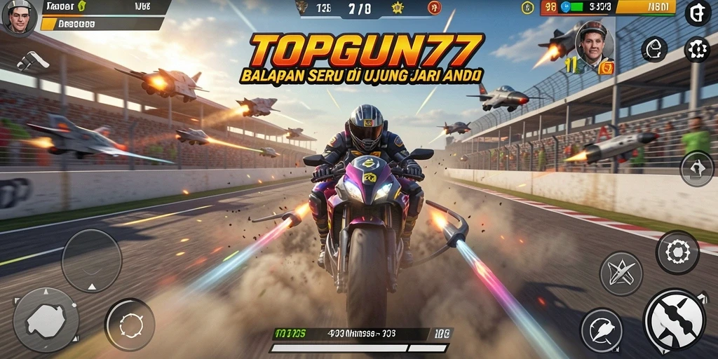 Gameplay balapan yang intens dan menegangkan di TOPGUN77.