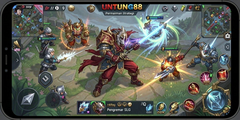 Screenshot utama UNTUNG88 menampilkan pertarungan strategis yang mendebarkan.
