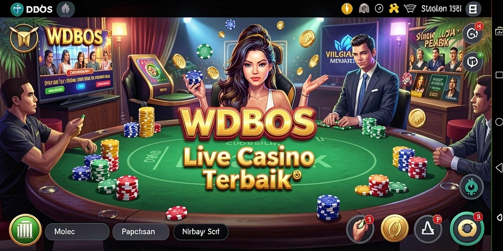 Tampilan utama WDBOS dengan dealer Live Casino yang profesional.